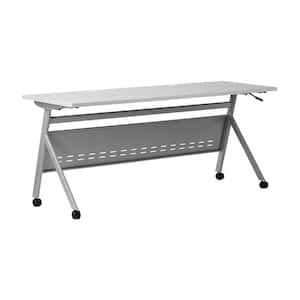 Davis Commercial Grade 24 in. Rectangular Gray Top/Gray Frame Composite Heavy-Duty Nesting Flip Training Table Desk