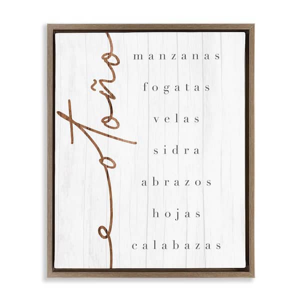 Stupell Industries Autumn Festivities List by Lil' Rue Brown Floater Frame Abstract Graphic Art Print 21 in. x 17 in.