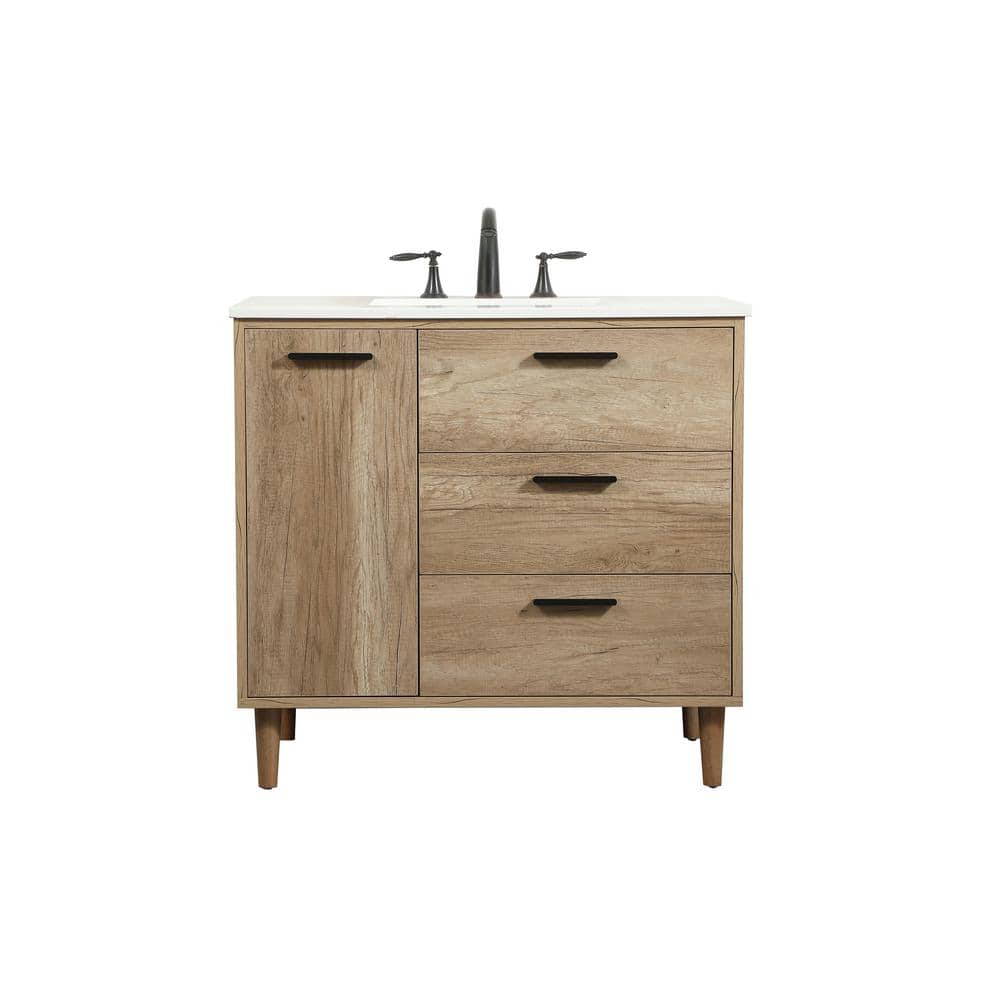 Simply Living 36 in. W x 22 in. D x 34 in. H Bath Vanity in Natural Oak wit