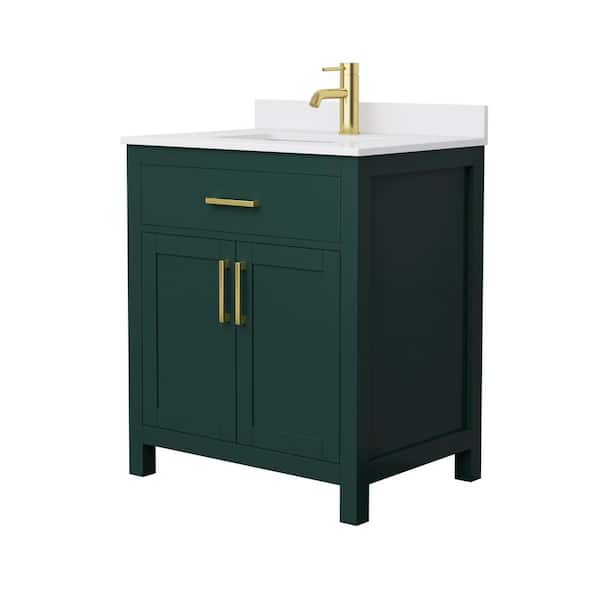 Beckett 30 in. W x 22 in. D x 35 in. H Single Sink Bathroom Vanity in Green with White Cultured Marble Top