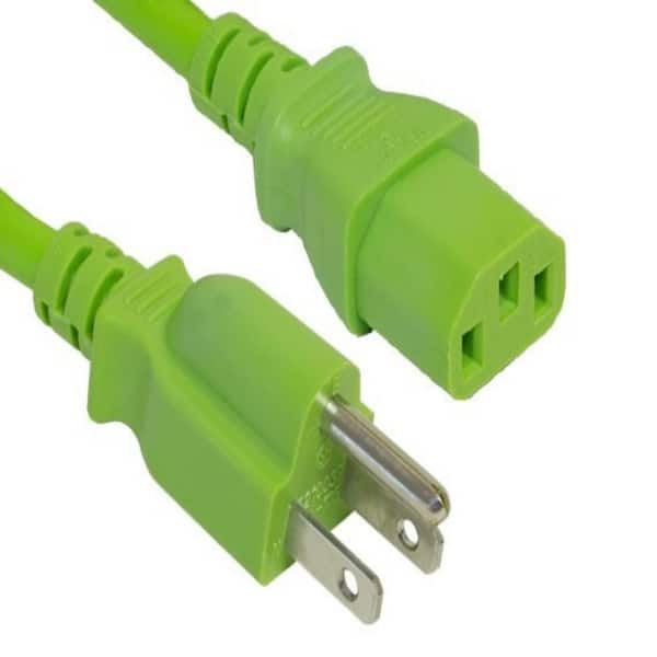 6 ft. 18 AWG Universal Power Cord (IEC320 C13 to NEMA 5-15P), Green