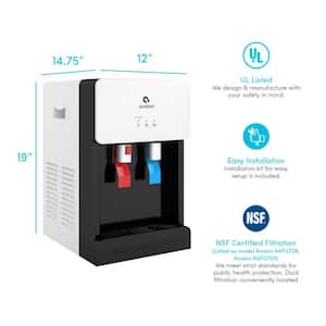 Countertop Self Cleaning Touchless Bottle less Water Cooler Dispenser, Hot/Cold Water, NSF/UL/Energy Star, White