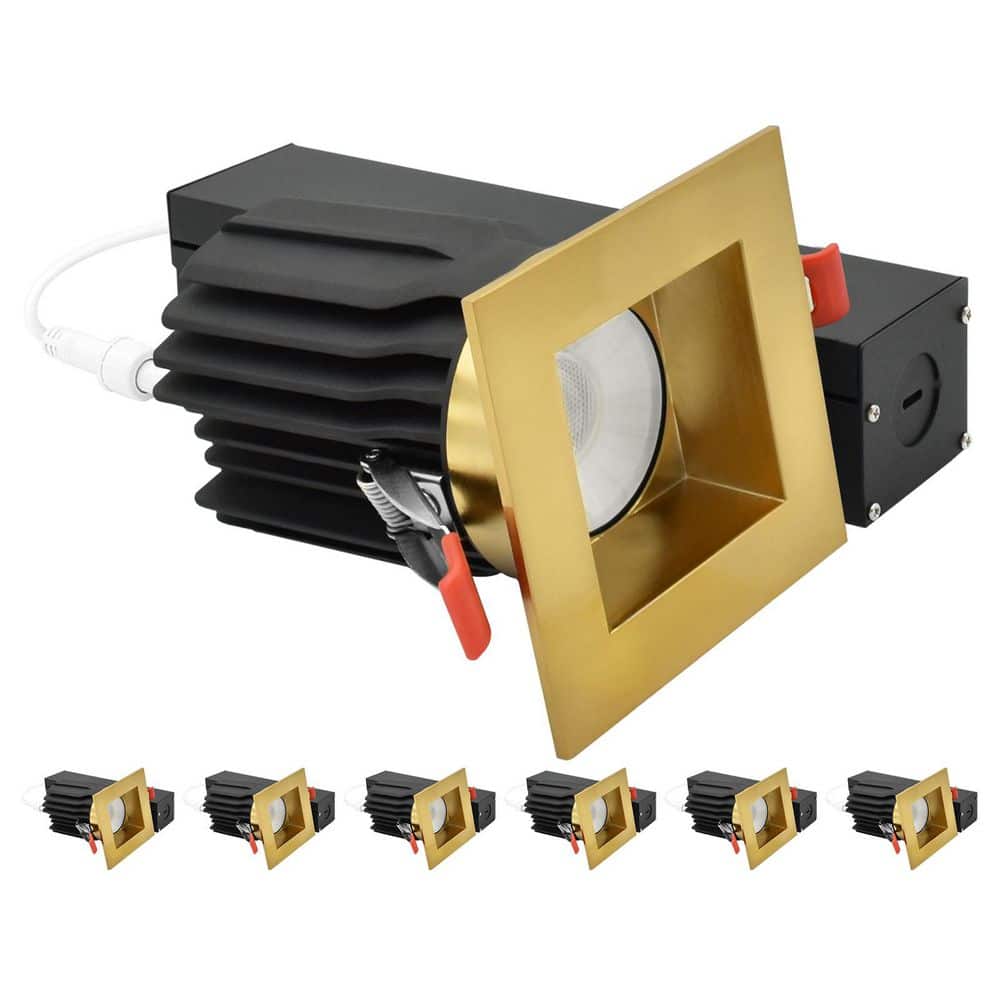 3 In. Integrated LED Regressed Light with Square Brass Trim, 5CCT 15/20W 1450/2100LM Dimmable 60° Beam, Wet Rated 6 Pack price history on PriceWatchPro