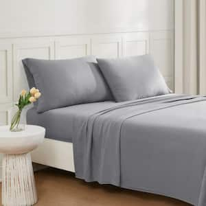 Garment Wash 3-Piece Grey Solid Polyester Twin XL Sheet Set