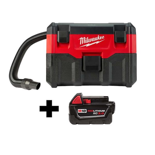 Milwaukee M18 18-Volt 2 Gal. Lithium-Ion Cordless Wet/Dry Vacuum with  M18 3.0 Ah Battery