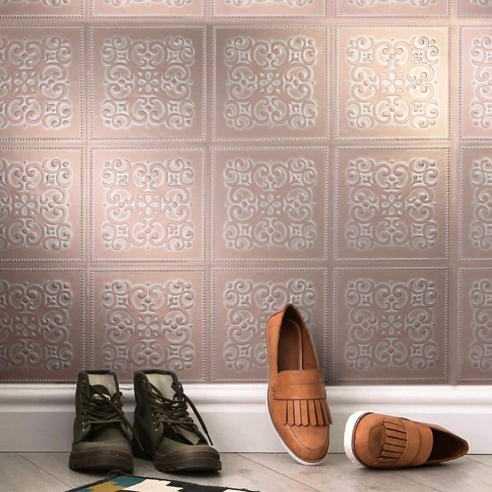 Patina Copper Metallic Peel and Stick Tile Backsplash, 8" x 8", 24-Pack