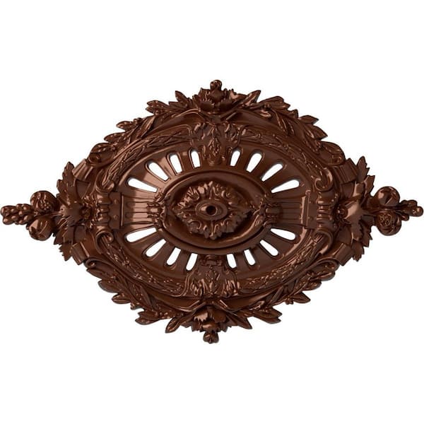 Ekena Millwork 35-7/8 in. W x 22-1/2 in. H x 4-3/8 in. Antonio Urethane Ceiling Medallion, Copper Penny