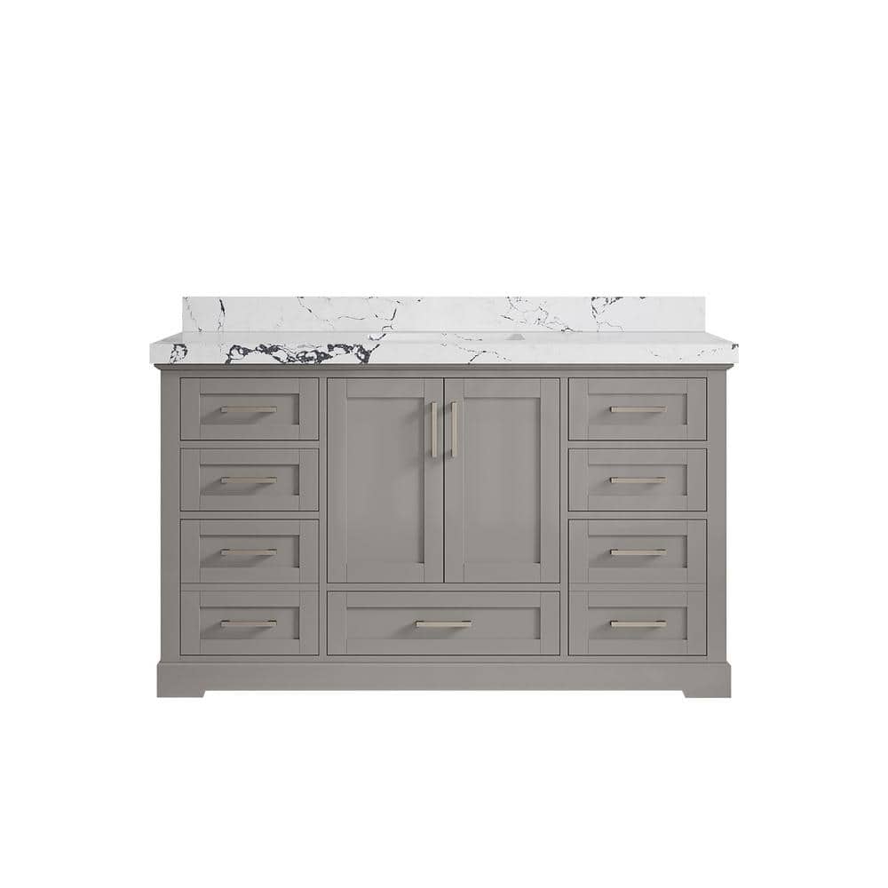 Boston 60 in. Single Sink Freestanding Elephant Gray Bath Vanity with Viola Night Qt. Top Unassembled price history on PriceWatchPro