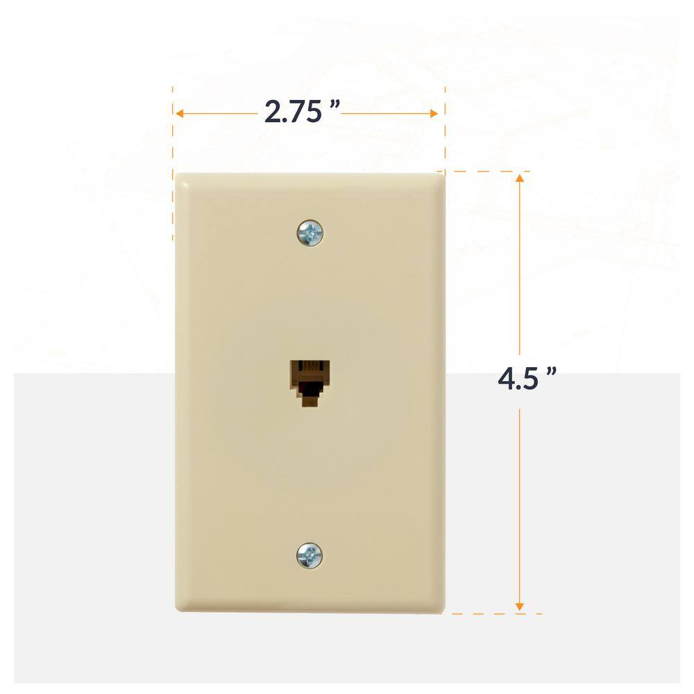 Ivory Single Gang Plastic Telephone Jack Wall Plate, 5-Pack