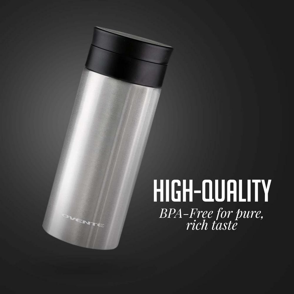 Ovente 12 oz Silver Stainless Steel Travel Tumbler with Tea Infuser