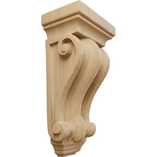 Ekena Millwork 3-1/4 in. x 5 in. x 9-1/2 in. Unfinished Wood Cherry Cole Pilaster Wood Corbel