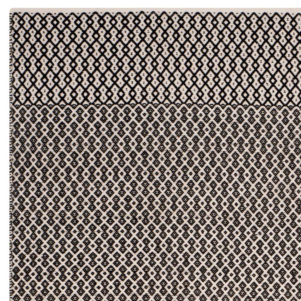 Ivory and Black Handwoven Cotton-Wool 8' x 10' Flatweave Rug