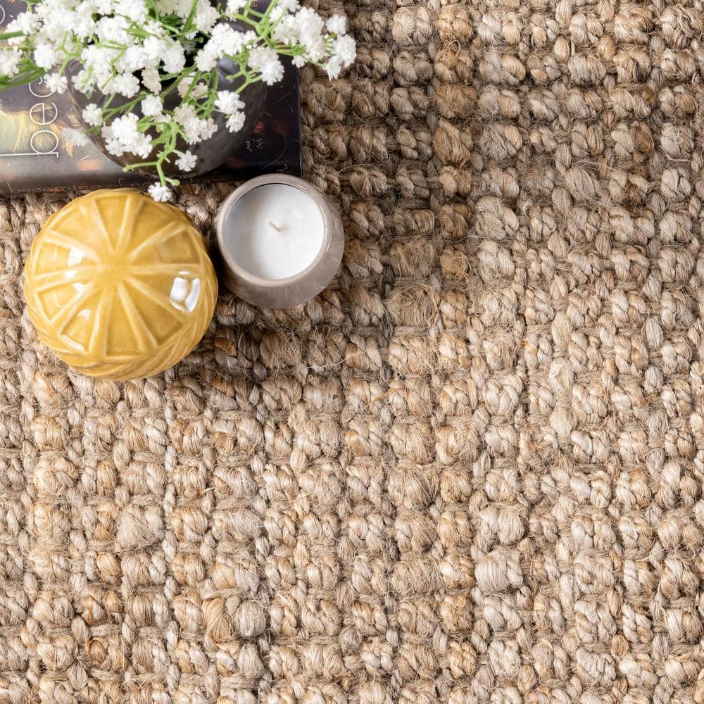 Handmade Tan Natural Jute Runner Rug, 2' 6" x 6'