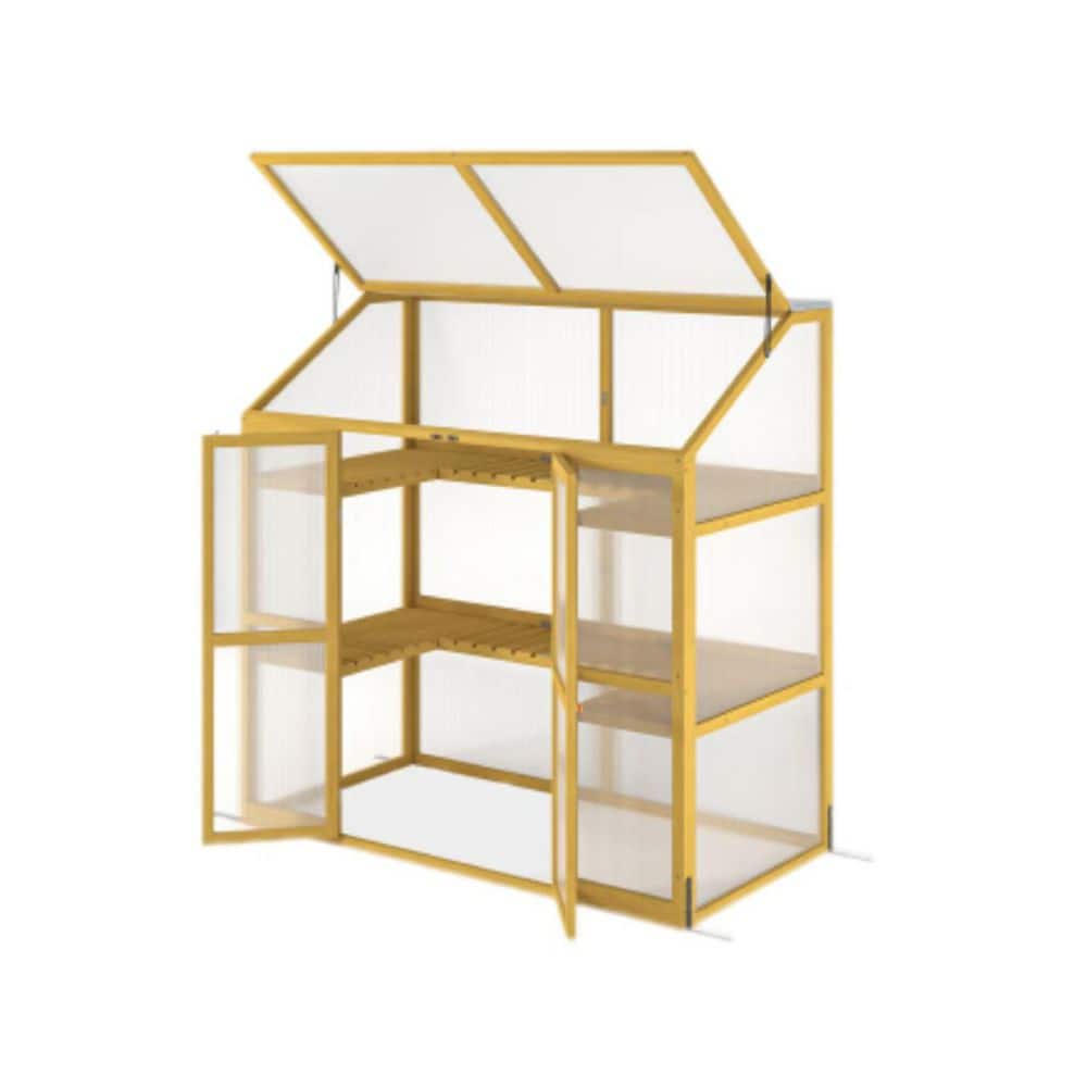 28 in. W x 53 in. D x 54 in. H Wooden Greenhouse with 6 Built-In Partitions