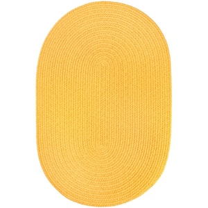 Texturized Solid Daffodil Poly 2 ft. x 3 ft. Oval Braided Area Rug