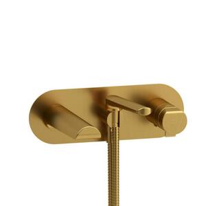 Parabola 2-Handle Wall Mounted Roman Tub Faucet in Brushed Gold