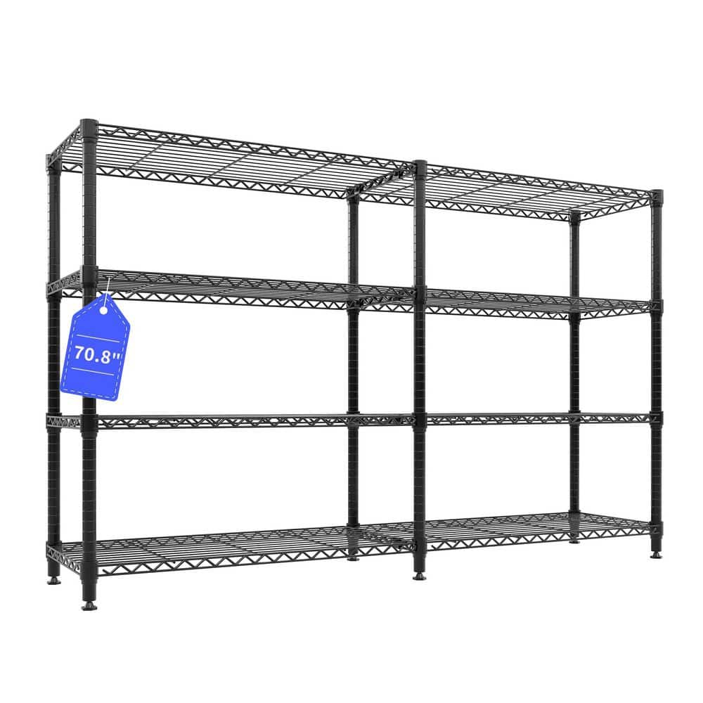 4-Tier Black L-Shaped Metal Storage Shelve Unit with Adjustable Shelf, Wire Shelving Rack for Kitchen Garage Bedroom price history on PriceWatchPro