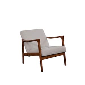 Zephyr Slate Medium Brown Frame, Light Grey Cushions Polyester Arm Chair with Solid Wood