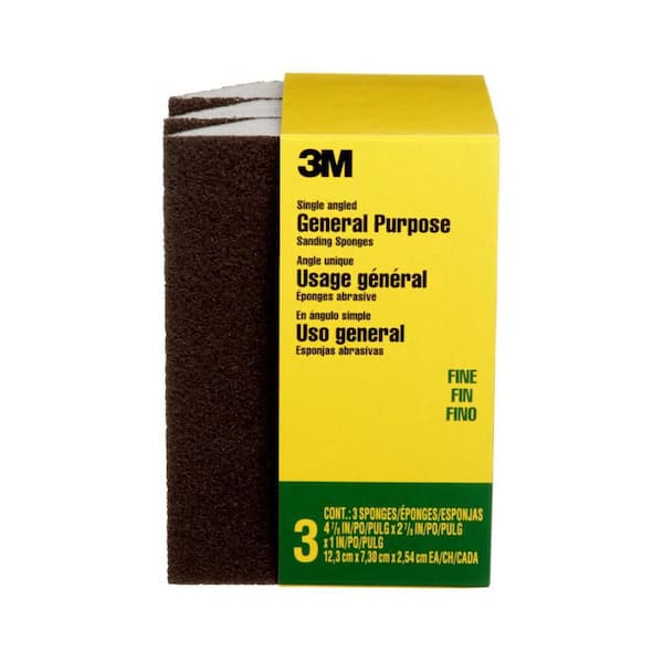 General Purpose Sanding Sponge 2 7/8 in. x 4-7/8 in. 120 Fine-Grit Single Angled (3-Pack)