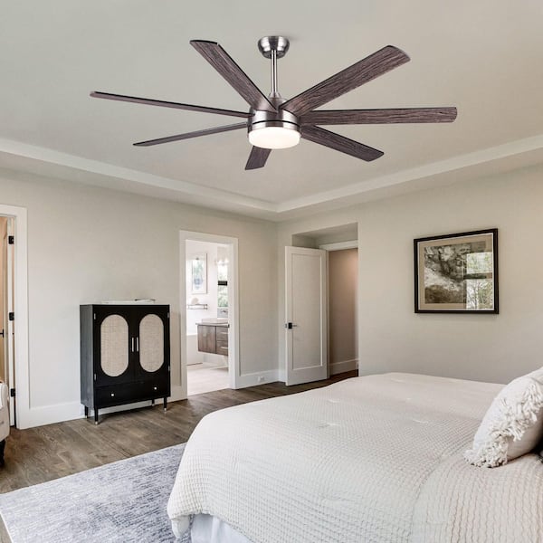 Avex 62 in. Brushed Nickel Standard Downrod Mount Ceiling Fan with Remote Control and Dimmable Integrated LED