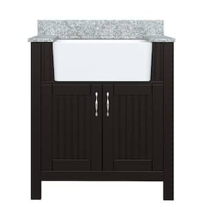Davenport 31 in. W x 19 in. D Bath Vanity in Coffee Bean with Granite Vanity Top in Viscont White with Farmhouse Sink
