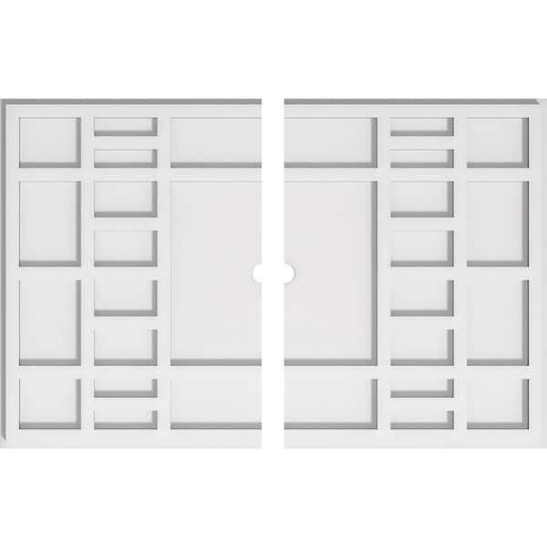 Ekena Millwork 26 in. W x 17-3/8 in. H x 1 in. ID x 1 in. P Beaux Architectural Grade PVC Contemporary Ceiling Medallion (2-Piece)
