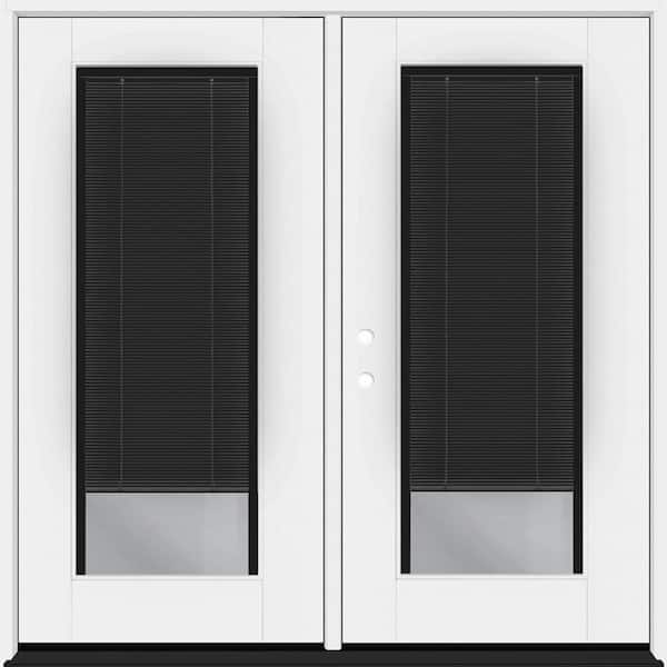 Steves & Sons Legacy 60 in. x 80 in. Full Lite Clear Glass Noir Miniblind Unfinsihed RHIS Fiberglass Retro Patio Door w/6"Jamb