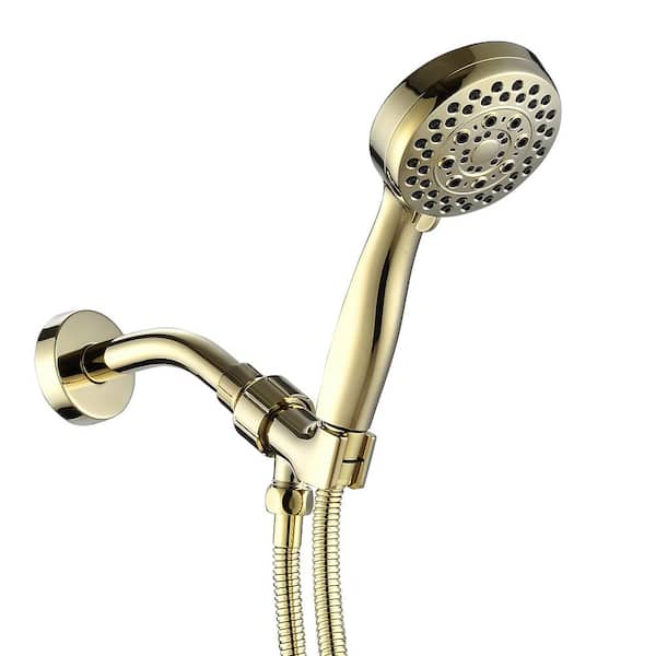 Miscool 5-Spray Patterns with 3.78 in. Wall Mount Handheld Shower Head in Polished Gold