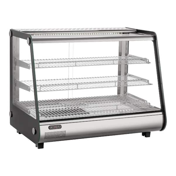 Countertop Commercial Food Warmer Display, 34 Inch Pastry Display Case with 3 Tier Adjustable Shelves, Silver