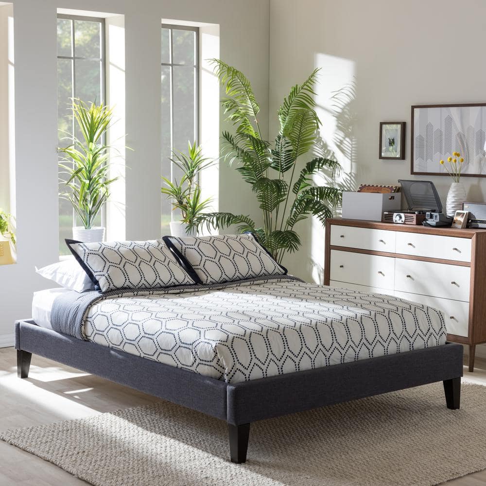 Lancashire Full/Double Dark Grey Faux Leather Upholstered Bed Frame