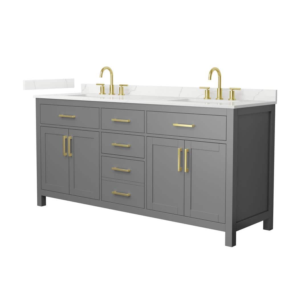 Beckett 72 in. Double Freestanding Dark Gray Bath Vanity with Giotto Quartz Top (Assembled) price history on PriceWatchPro