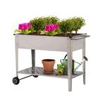 39.37 in. x 19.68 in. x 31.49 in. Silver Metal Raised Garden Bed with Wheel