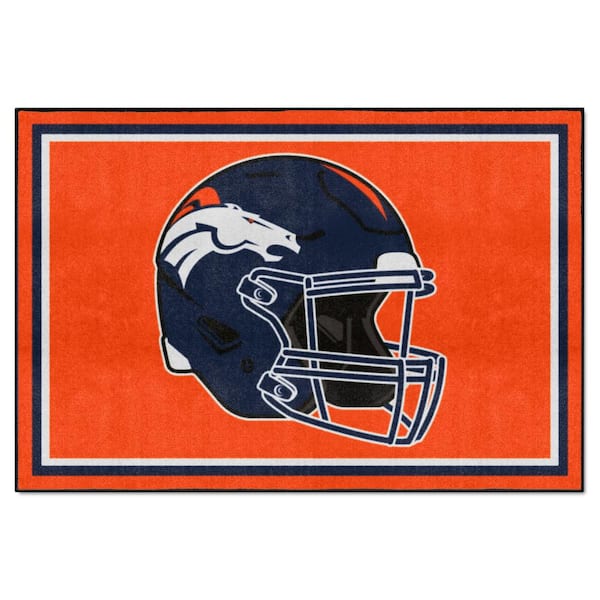 FANMATS Denver Broncos Orange 5 ft. x 8 ft. Plush Area Rug 38260 The