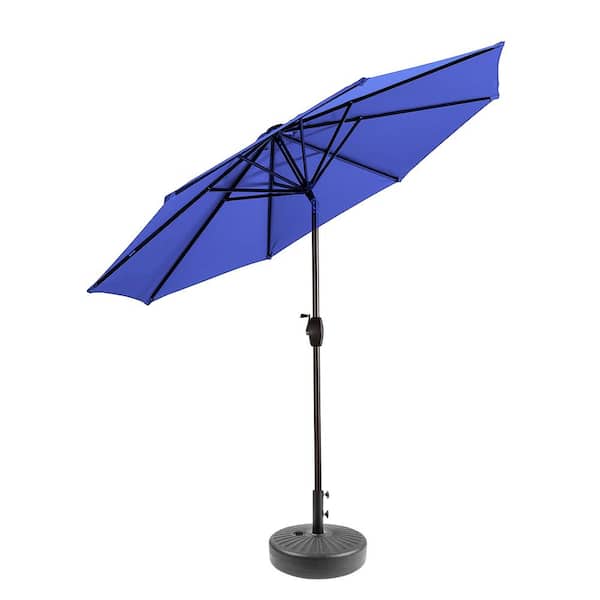 Harris 9 ft. Market Patio Umbrella in Royal Blue with Black Round Base