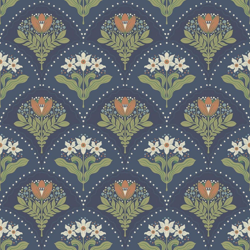 Blue Maj Navy Floral Damask Wallpaper Sample price history on PriceWatchPro