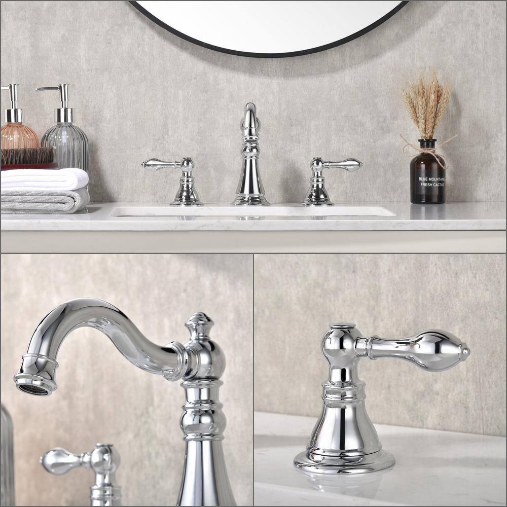 Polished Chrome Traditional Widespread Bathroom Faucet