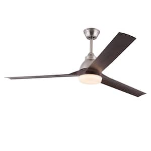 42 in. Silver and Dark Brown Modern Indoor Ceiling Fan with 3-Color Integrated LED and Reversible Motor, Remote Included