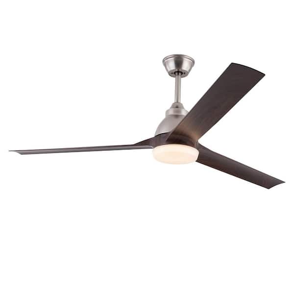 OUKANING 42 in. Silver and Dark Brown Modern Indoor Ceiling Fan with 3-Color Integrated LED and Reversible Motor, Remote Included