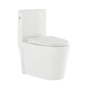 St. Tropez 1-Piece 1.6 GPF Dual Flush Elongated Toilet in White Glossy