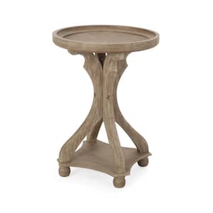 Callao 18 in. x 25.25 in. Natural Brown Round Wood End Table