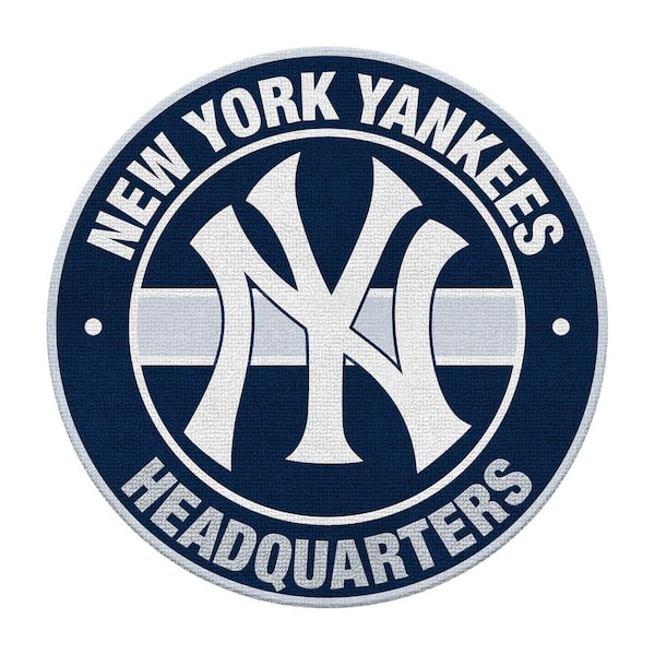 New York Yankees Headquarters Blue 6 ft. Classic Tufted Logo Nylon Round Indoor Area Rug