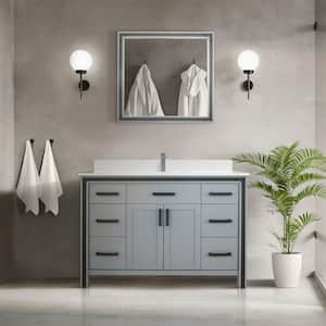 Ziva 48 in W x 22 in D Dark Grey Bath Vanity, Cultured Marble Top, Faucet Set and 34 in Mirror