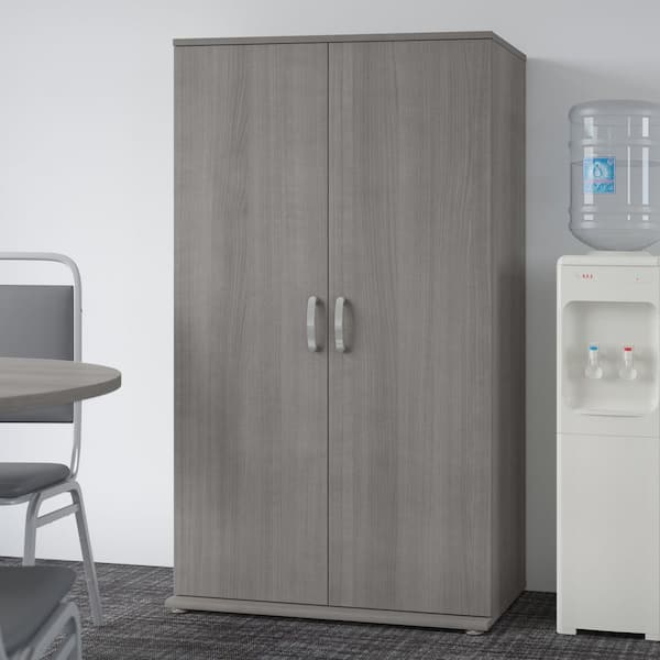 Universal Platinum Gray 61.81 in. Accent Storage Cabinet with Doors and Shelves