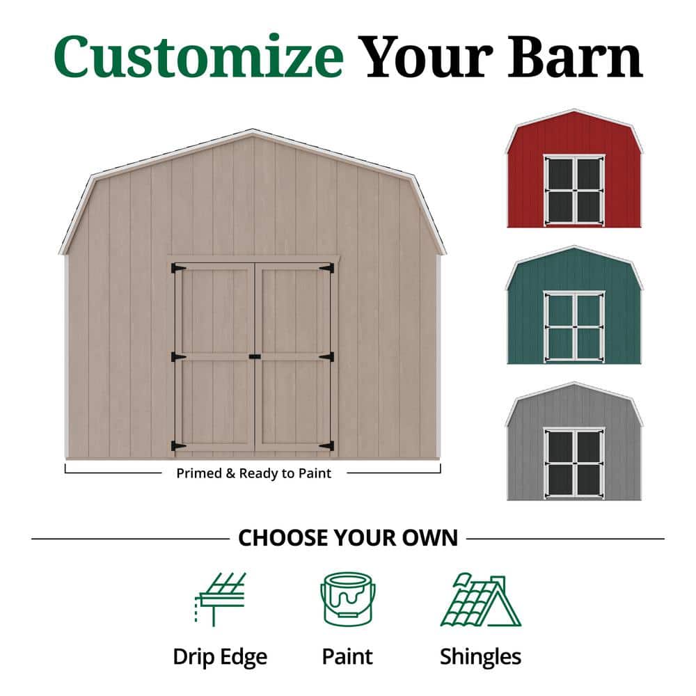 12' x 24' Blue Wood Gambrel Barn Storage Shed Kit