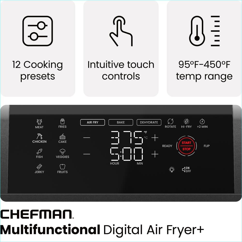 Chefman 12-Quart Black Digital Air Fryer Oven with Touchscreen