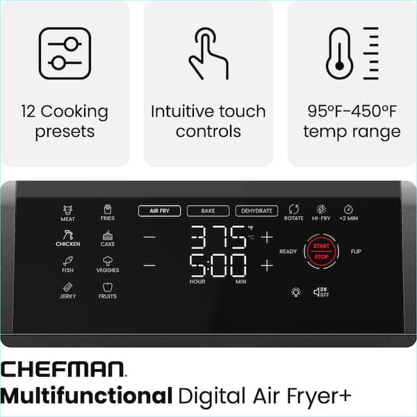 Chefman 10-Liter Digital Multifunction Air Fryer Plus Rotisserie,  Dehydrator, Oven RJ38-10-RDO-V2 - The Home Depot