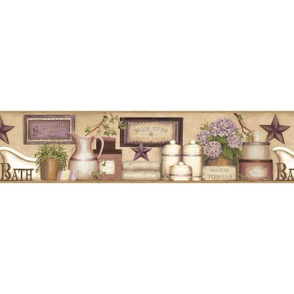 Chesapeake Martha Violet Country Bath Violet Wallpaper Border
