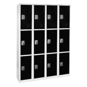 3-Tier Compartment Steel Key Lock Storage Locker in Black (4-Pack)