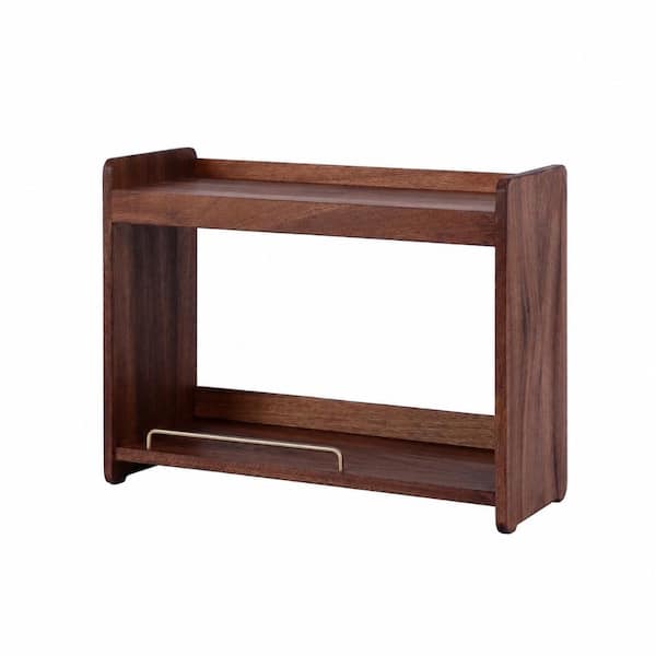 Wooden Two-Tier Coffee Mug Holder Cup Rack 16 x 6 x 12 in for Kitchen Countertop Storage Display Shelf