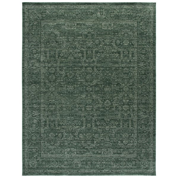 Vintage Overdye 9 ft. x 12 ft. Green Vintage Distressed Traditional Area Rug